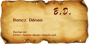 Boncz Dénes névjegykártya